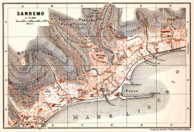 Waldin Sanremo city map, 1913 (1:17,100 scale) digital map