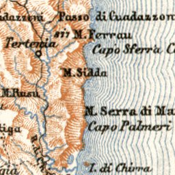 Waldin Sardinia (Sardegna) map, 1912 digital map