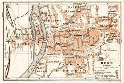 Waldin Sens city map, 1909 digital map