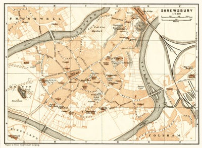 Waldin Shrewsbury city map, 1906 digital map