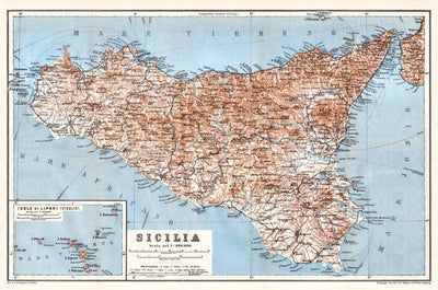Waldin Sicilia (Sicily) map, 1912 digital map