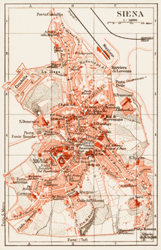 Waldin Siena city map, 1903 digital map