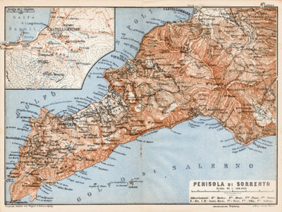 Waldin Sorrentine Peninsula map, 1912 digital map