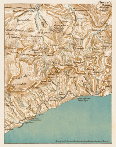 Waldin South Crimea: Karasu-Bazar, region map, 1904 digital map