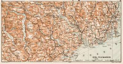 Waldin South Telemark (Sydlige Telemarken), region map, 1931 digital map