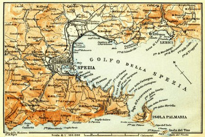 Waldin Spezia, environs map, 1908 digital map