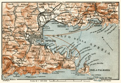 Waldin Spezia, environs map, 1913 (1:100,000 scale) digital map