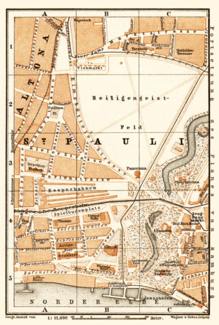 Waldin St. Pauli (Hamburg) map, 1887 digital map