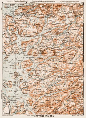 Waldin Stavangerfjord, region map, 1931 digital map