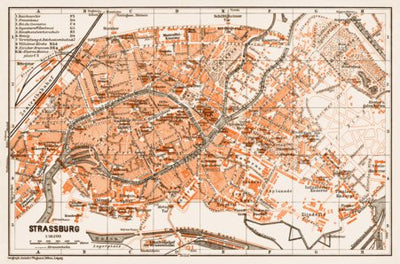 Waldin Strassburg (Strasbourg) city map, 1909 digital map