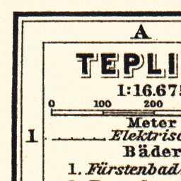 Waldin Teplitz (Teplice) town plan, 1913 digital map