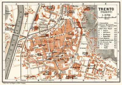 Waldin Trento city map, 1911 digital map