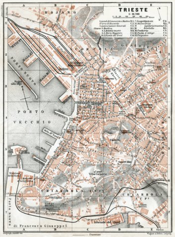 Waldin Triest (Trieste) city map, 1910 digital map