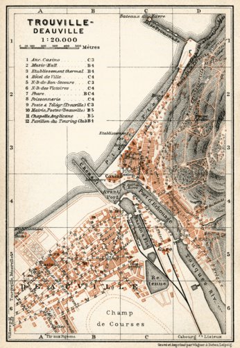 Waldin Trouville and Deauville, towns´ map, 1913 digital map