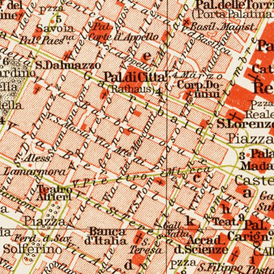 Waldin Turin (Torino) city map, 1903 digital map