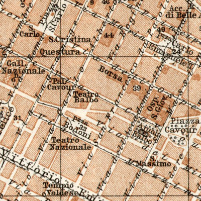 Waldin Turin (Torino) city map, 1908 digital map