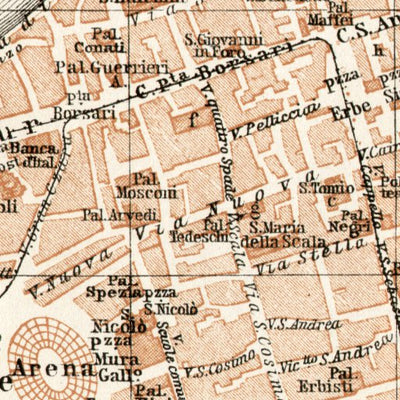 Waldin Verona city map, 1908 digital map