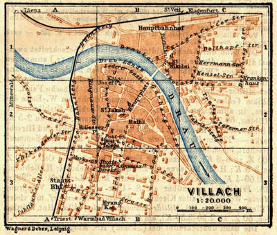 Waldin Villach town plan, 1911 digital map