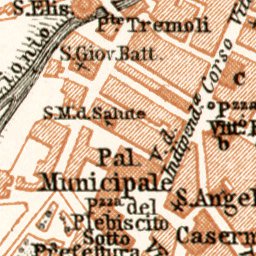 Waldin Viterbo city map, 1909 digital map