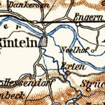 Waldin Weser river course map from Minden to Hameln, 1887 digital map