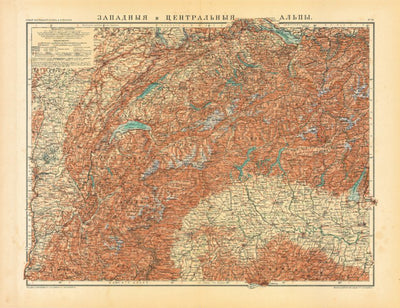 Waldin Western and Central Alpine countries (in Russian), 1910 digital map