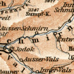 Waldin Zillertal Alps (Zillertaler Alpen, Alpi Aurine), 1906 digital map