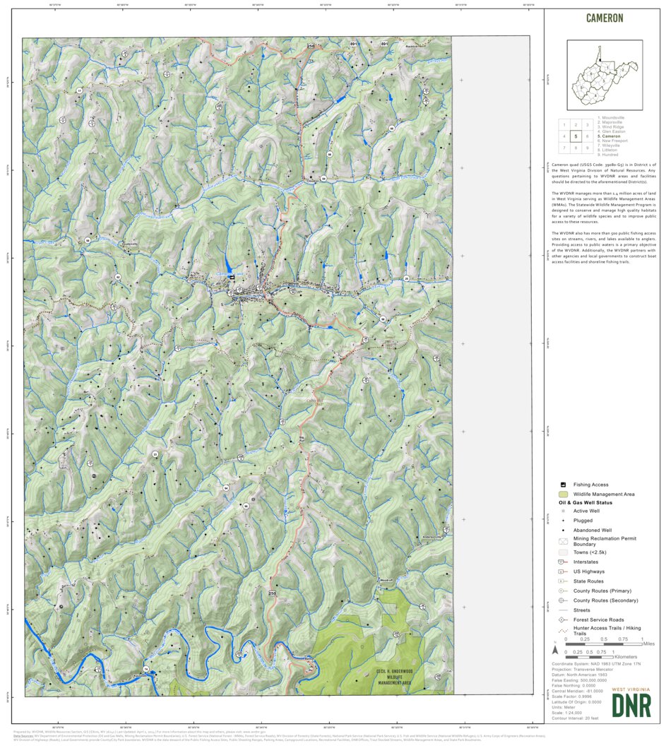 Cameron Quad Topo WVDNR Map by WV Division of Natural Resources