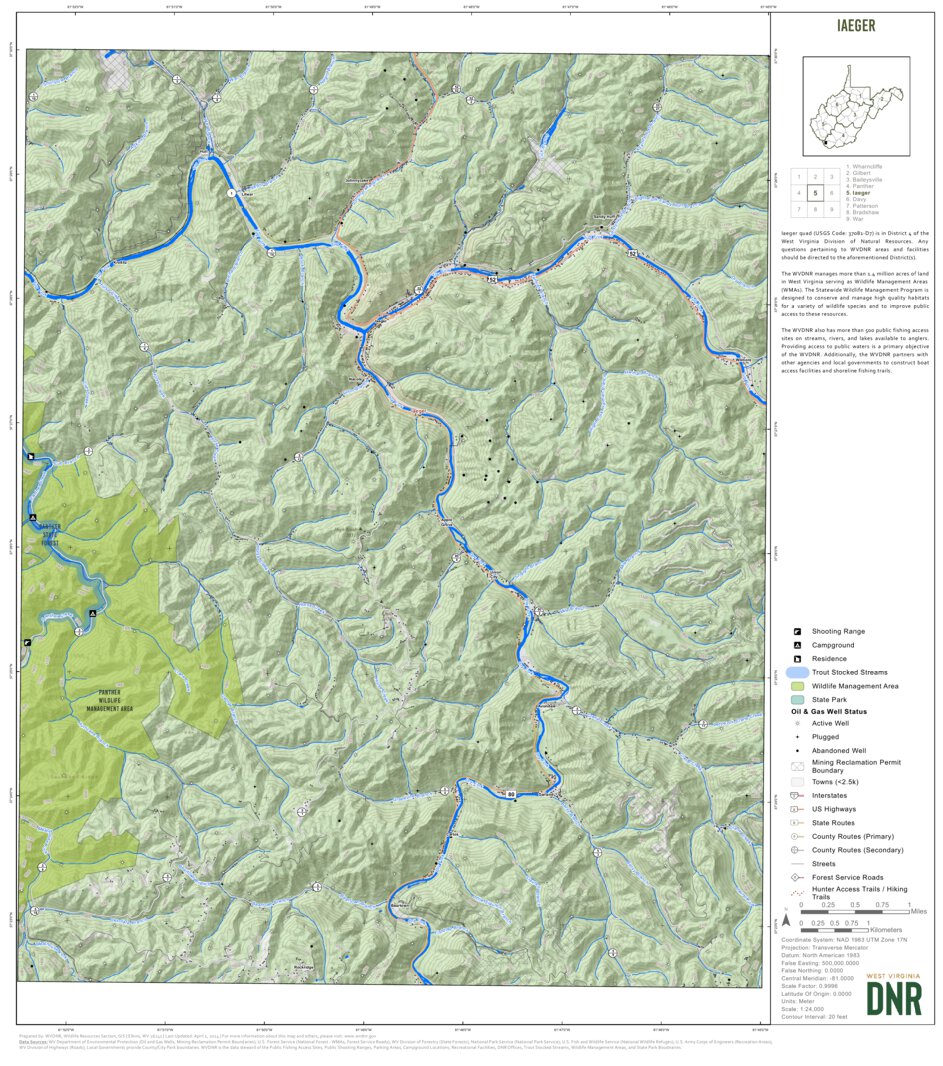 Iaeger Quad Topo WVDNR Map by WV Division of Natural Resources