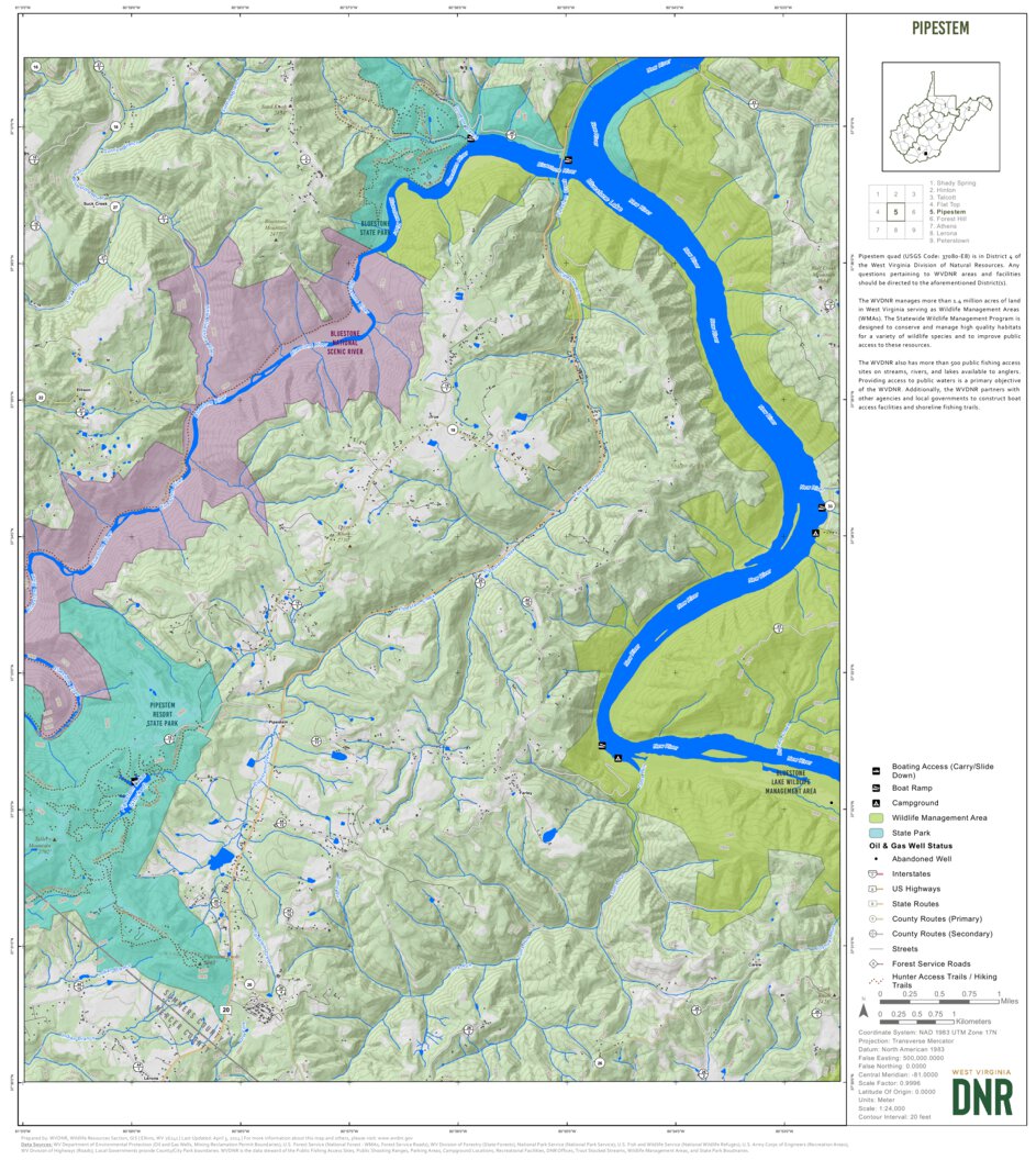 Pipestem Quad Topo WVDNR Map by WV Division of Natural Resources