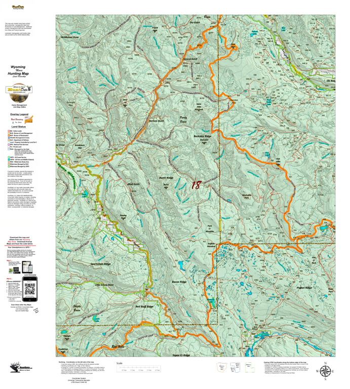 Wy Moose Unit 18 with Land Ownership Map by Wyoming HuntData LLC ...
