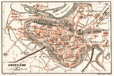 Angoulême City Map, 1902