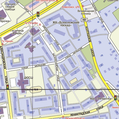 Всеволожск, план города. Vsevolozhsk City Map
