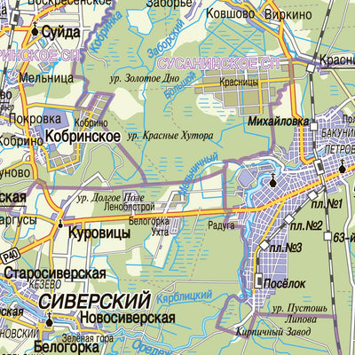 Вырица, план посёлка. Vyritsa Town Map