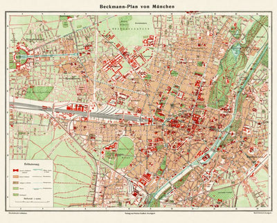 Munich City Map, 1910. Beckmann-Plan von München