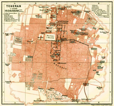Tehran City Map, 1914