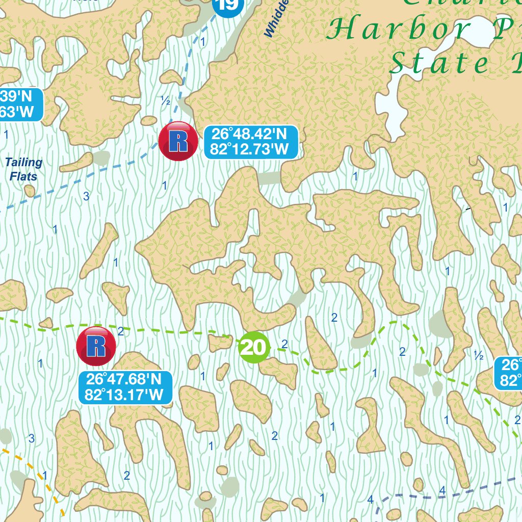 Charlotte Harbor Boca Grande Inshore Fishing Chart GPS Map by