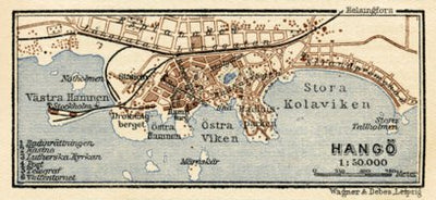 Hanko Town Map, 1914. Hangon kaupungin kartta v. 1914