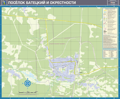 Батецкий (Новгородская обл.), адресный план. Batetskiy (Novgorodskaya Oblast) Town Plan