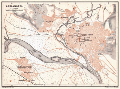 Adrianople (Edirne) city map, 1905