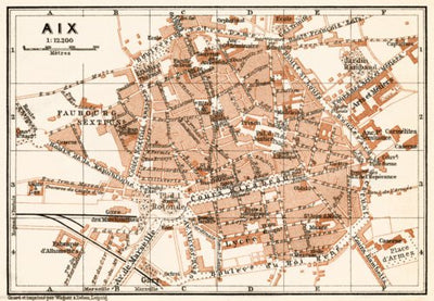 Aix (Bouches-du-Rhône) city map, 1913