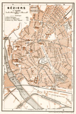 Béziers city map, 1902