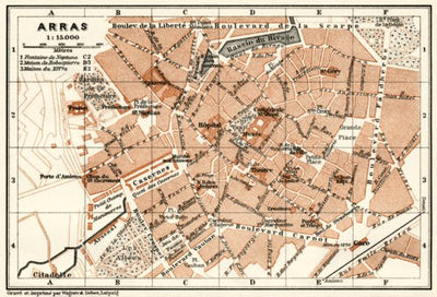Arras city map, 1913