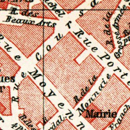 Bourges city map, 1885