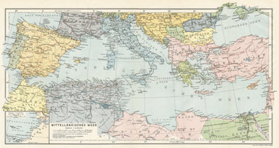Map of the Countries of the Mediterranean, 1909