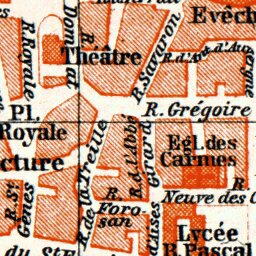 Clermont-Ferrand city map, 1885