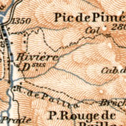 Cirque de Gavarnie and Perdu Mount environs map, 1902