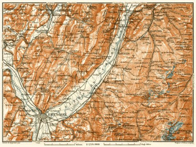 Grésivaundan valley and Grenoble environs map, 1913