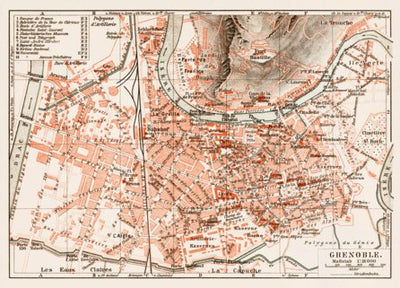 Grenoble city map, 1913 (1:18,000 scale)