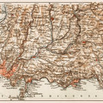 Map of the mediterranean Riviera between Nice and Menton, 1913