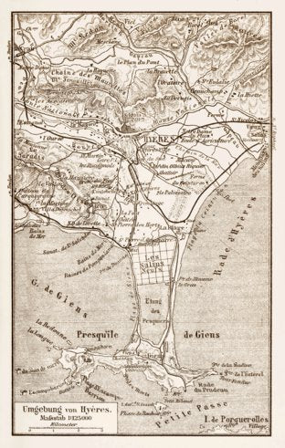 Map of Hyères and environs, 1913
